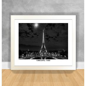 Quadro Decorativo Torre Eiffel em P&B - Paris Paris 18 Branca