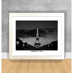 Quadro Decorativo Torre Eiffel em P&B - Paris Paris 24 Branca