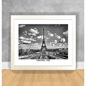 Quadro Decorativo Torre Eiffel em P&B - Paris Paris 26 Branca