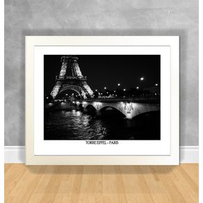 Quadro Decorativo Torre Eiffel em P&B - Paris Paris 32 Branca