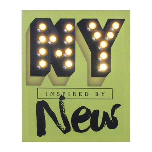 Quadro Decorativo Verde com Led NY News Urban