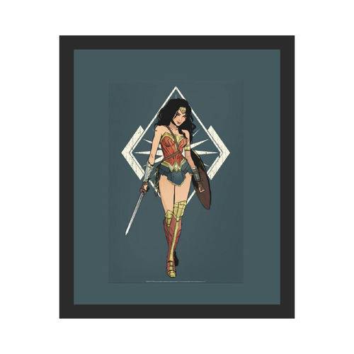 Quadro Decorativo Wonder Woman com Vidro e Moldura