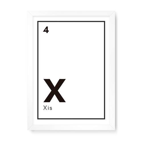Quadro Decorativo Xis Elemento - 32,5x23cm (moldura em Laca Branca)