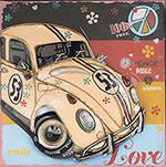 Quadro Ferro Fusca Herbie Love 40x40x9cm - Oldway