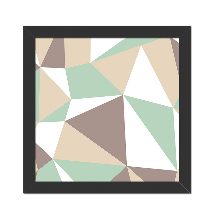 Quadro Geometrico Verde Moldura Preta Lisa - 20X20cm-sv