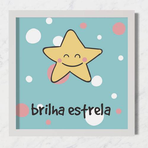Quadro Infantil Bebê Brilha Estrela - 20x20 - Branco
