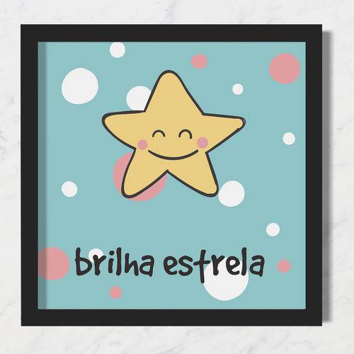 Quadro Infantil Bebê Brilha Estrela - 30x30 - Preto