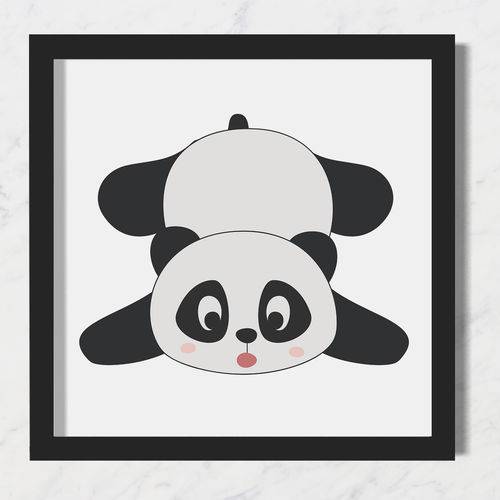 Quadro Infantil Bebê Panda Esparramado - 20x20 - Preto