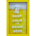 Quadro Keep Calm Beer Porta-Tampinhas Amarelo 17x27x3cm - Kapos