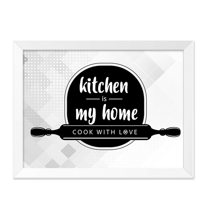 Quadro Kitchen Is My Home Moldura Branca Lisa -30x20cm-sv