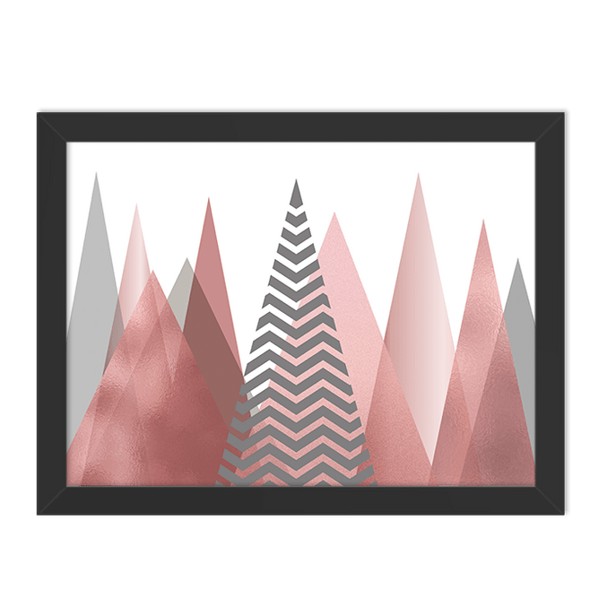 Quadro Montanhas Rose Moldura Preta Lisa 30x20cm-sv