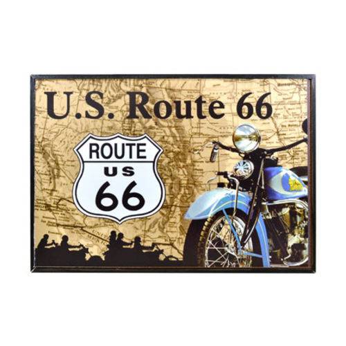 Quadro Moto Decorativo Route 66 Placa Bar Sala Moldura Retro