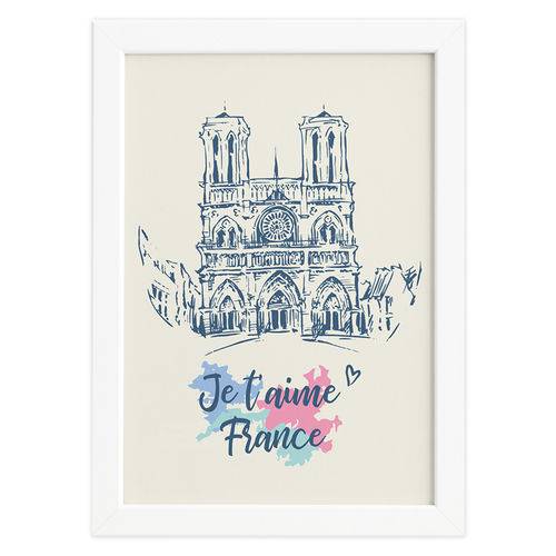 Quadro Paris Notre Dame Moldura Branca 22x32cm