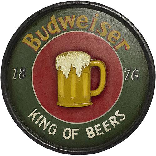 Quadro Redondo Budweiser King Of Beers 40x40x3cm - Oldway