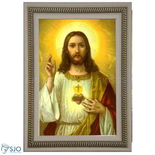 Quadro Religioso Sagrado Coração de Jesus - 70 X 50 Cm - Mod. 2 | SJO Artigos Religiosos