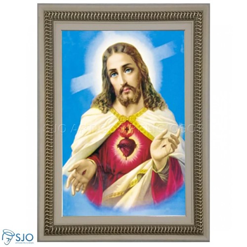 Quadro Religioso Sagrado Coração de Jesus - 70 X 50 Cm - Mod. 3 | SJO Artigos Religiosos