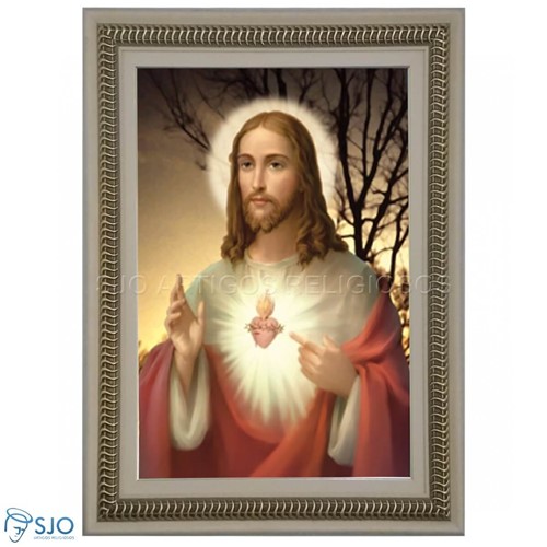 Quadro Religioso Sagrado Coração de Jesus - 90 X 60 Cm - Mod. 4 | SJO Artigos Religiosos