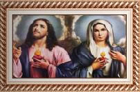 Quadro Religioso Sagrado Coração de Jesus e Maria - 70 X 50 Cm - Mod. 2 | SJO Artigos Religiosos