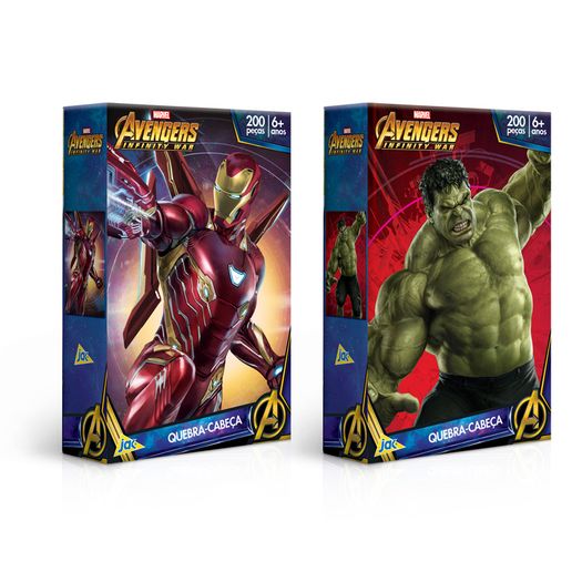 Quebra-cabeça 200 Peças os Vingadores Homem de Ferro/ Hulk 2166 Jak