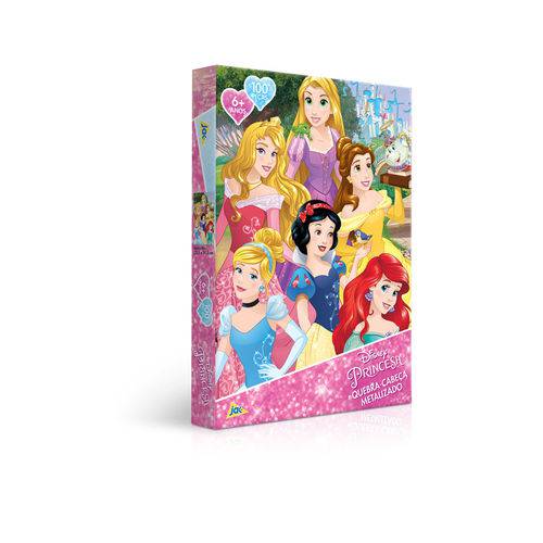 Quebra Cabeça 100 Peças, Metalizado Disney Princesas - Jak