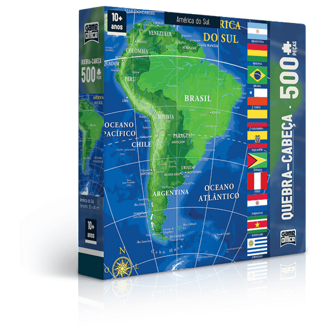 Quebra-Cabeça 500 Peças - Mapas - América do Sul - TOYSTER