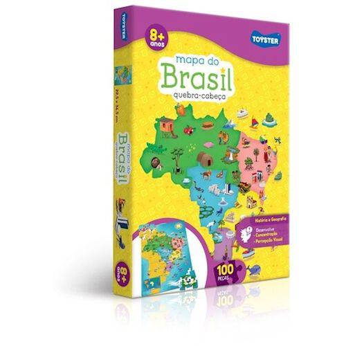 Quebra Cabeça de 100 Peças Mapa do Brasil 2063 Toyster
