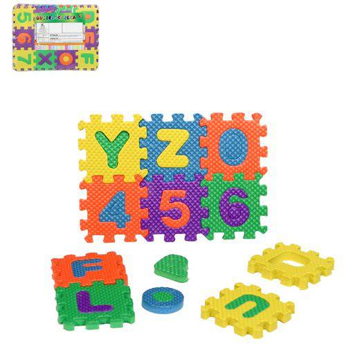 Quebra Cabeça em Eva Letras e Números Alfabeto Brinquedo Educativo 36 Peças Art Brink ZP329 Pequeno