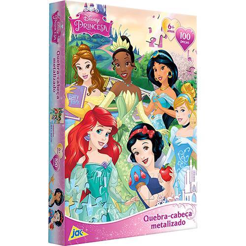 Quebra-Cabeça Encapado Princesas Disney Metalizado 100 Peças - Jak