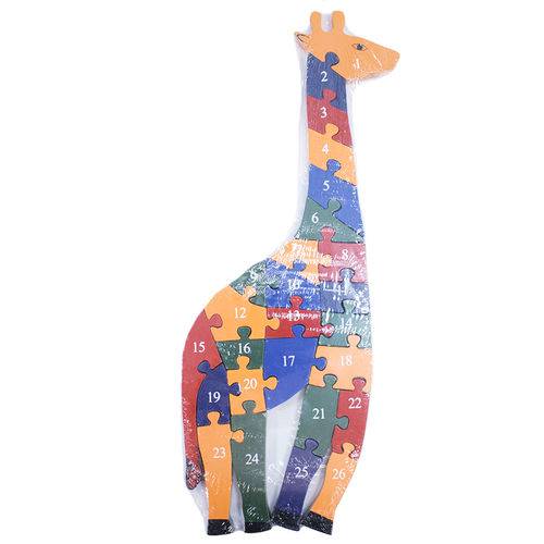 Quebra-Cabeça Girafa Colorido 26 Peças 40X14cm