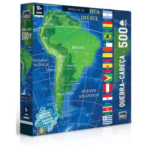 Quebra-cabeça Mapa América do Sul 500 Peças