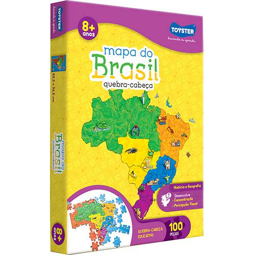 Quebra-Cabeça Mapa do Brasil 100 Peças Toyster