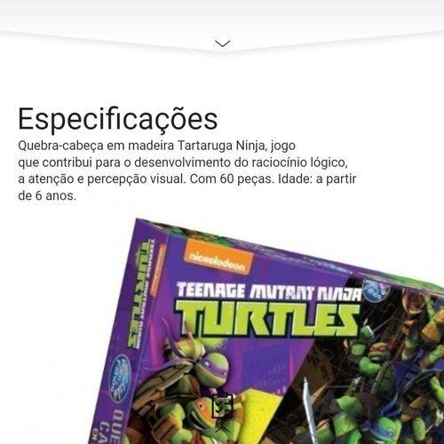 Quebra-Cabeça Tartarugas Ninjas 60 Peças