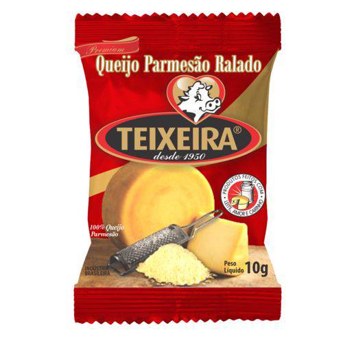 Queijo Parmesão Ralado Premium Teixeira Sachê 10g Caixa 100 Unidades