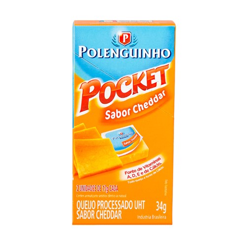 Queijo Polenguinho Pocket Cheddar com 2 Unidades de 17g Cada
