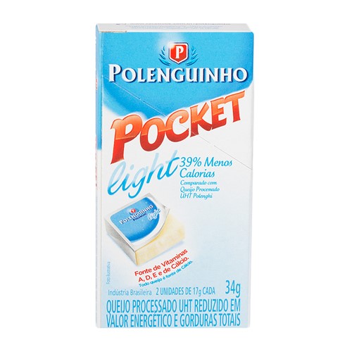 Queijo Polenguinho Pocket Light com 2 Unidades de 34g Cada