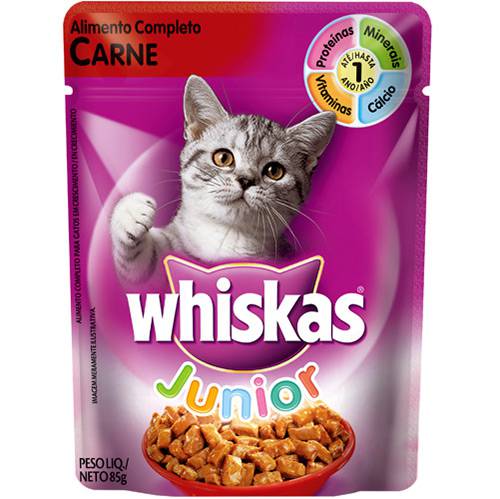 Ração Cat Sachê Junior Carne 85g - Whiskas