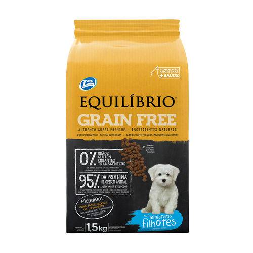 Ração Equilibrio Grain Free para Cães Filhotes Raças Mini Sabor Mandioca 1,5kg
