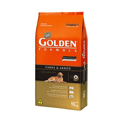 Ração Golden Adulto Carne e Arroz 15kg - Premier Pet