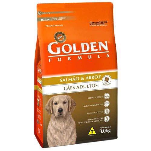 Ração Golden Cães Adultos Formula Salmão & Arroz - 3Kg _ Premier Pet 3kg
