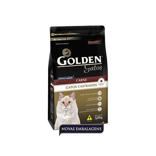 Ração Golden Carne para Gatos Adultos Castrados 3kg - Premier Pet
