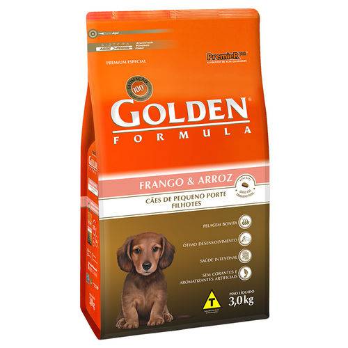 Ração Golden Fórmula Mini Bits Cães Filhotes Sabor Frango e Arroz 3kg