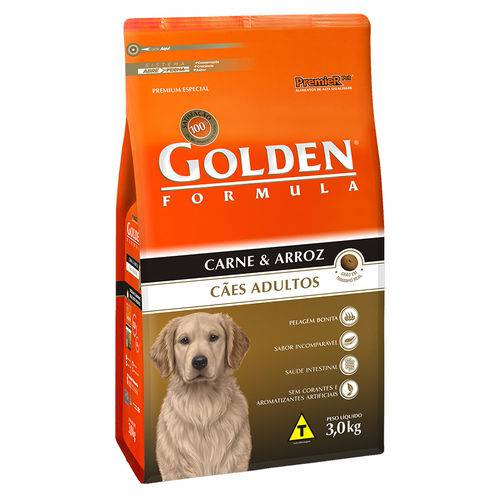 Ração Golden Fórmula para Cães Adultos Sabor Carne e Arroz 3kg