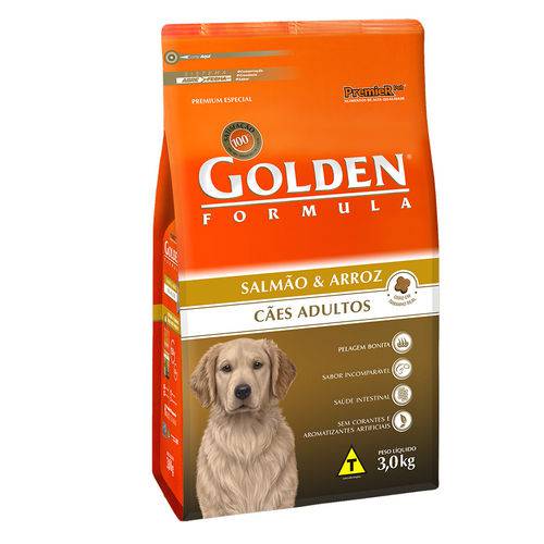 Ração Golden Fórmula para Cães Adultos Sabor Salmão e Arroz 3kg