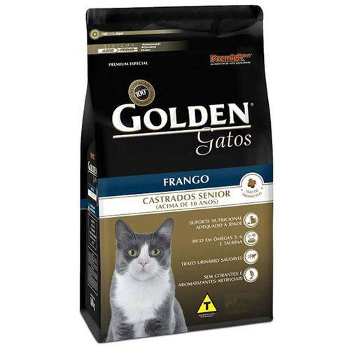 Ração Golden Gatos Castrados Senior Frango Acima de 10 Anos - 1kg