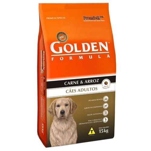 Ração Golden Premier Pet Cães Adultos Formula Carne & Arroz 15Kg