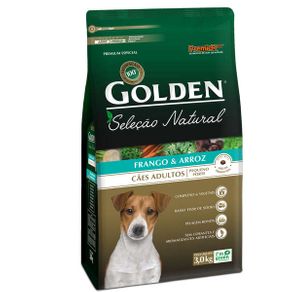 Ração Golden Seleção Natural Cães Adultos Mini Bits Frango e Arroz 3kg
