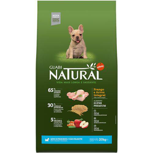 Ração Guabi Natural Cães Filhotes Mini e Pequenos 10,1kg Frango & Arroz Integral Super Premium