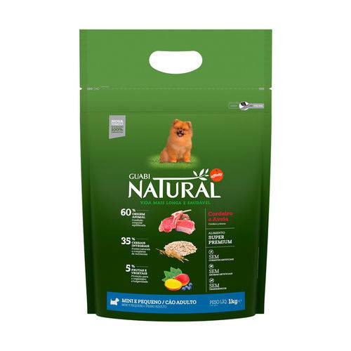 Ração Guabi Natural para Cães Adultos de Raças Pequenas Sabor Cordeiro & Aveia - 1kg