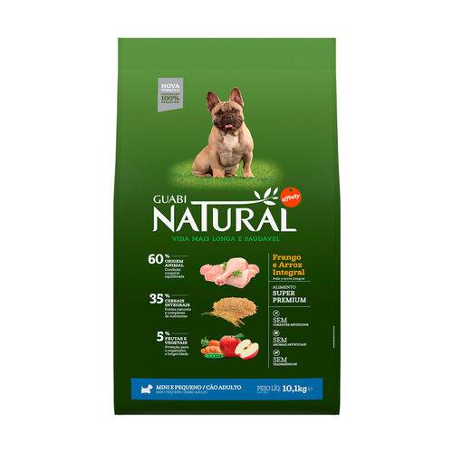 Ração Guabi Natural para Cães Adultos de Raças Pequenas Sabor Frango & Arroz Integral - 10,1kg