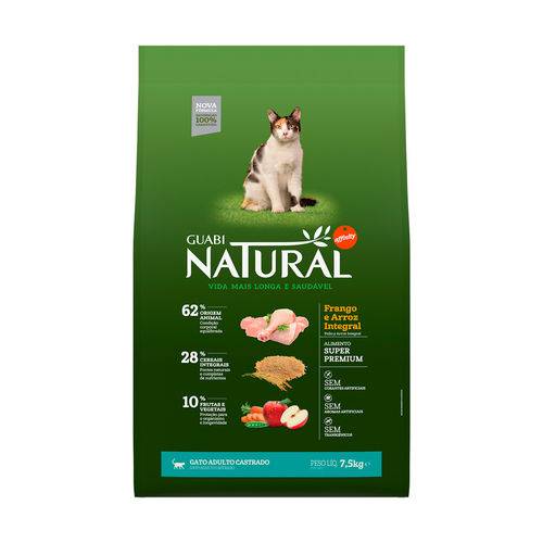 Ração Guabi Natural para Gatos Castrados Sabor Frango & Arroz Integral - 7,5kg